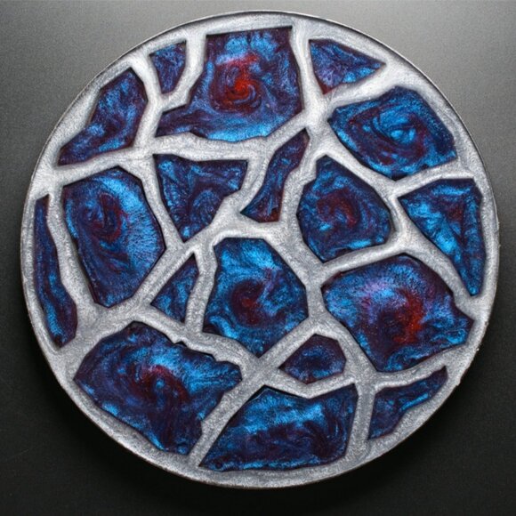 Geode Agate Vanity Tray in Blue Red and Silver | Jewelry Display Tray - Picture 5 of 5